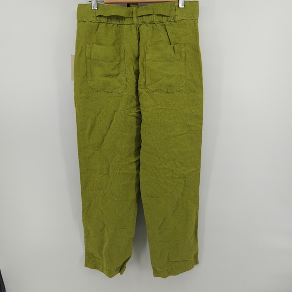 Cynthia Rowley Linen Blend High Rise Straight Leg Green Belted  Pants Size 6 - Picture 4 of 6